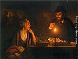 Petrus Van Schendel A Market Scene by Candle Light painting